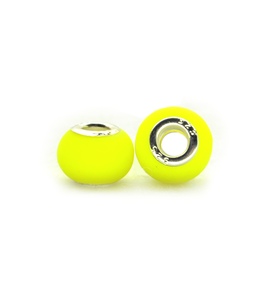 Donut bead fluorescent (2 pieces) 14x10 mm - Yellow